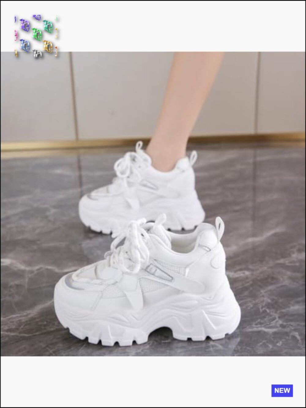 Chunky Platform Sneakers, Fashionable Lace-Up Dad Shoes, Casual Walking Shoes - Picture 2 of 7